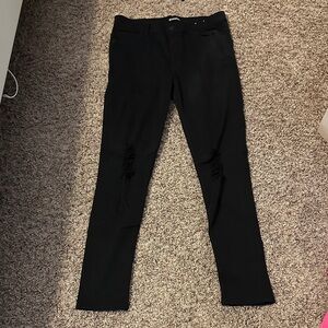 Express Women's Distressed Black Skinny Jeans